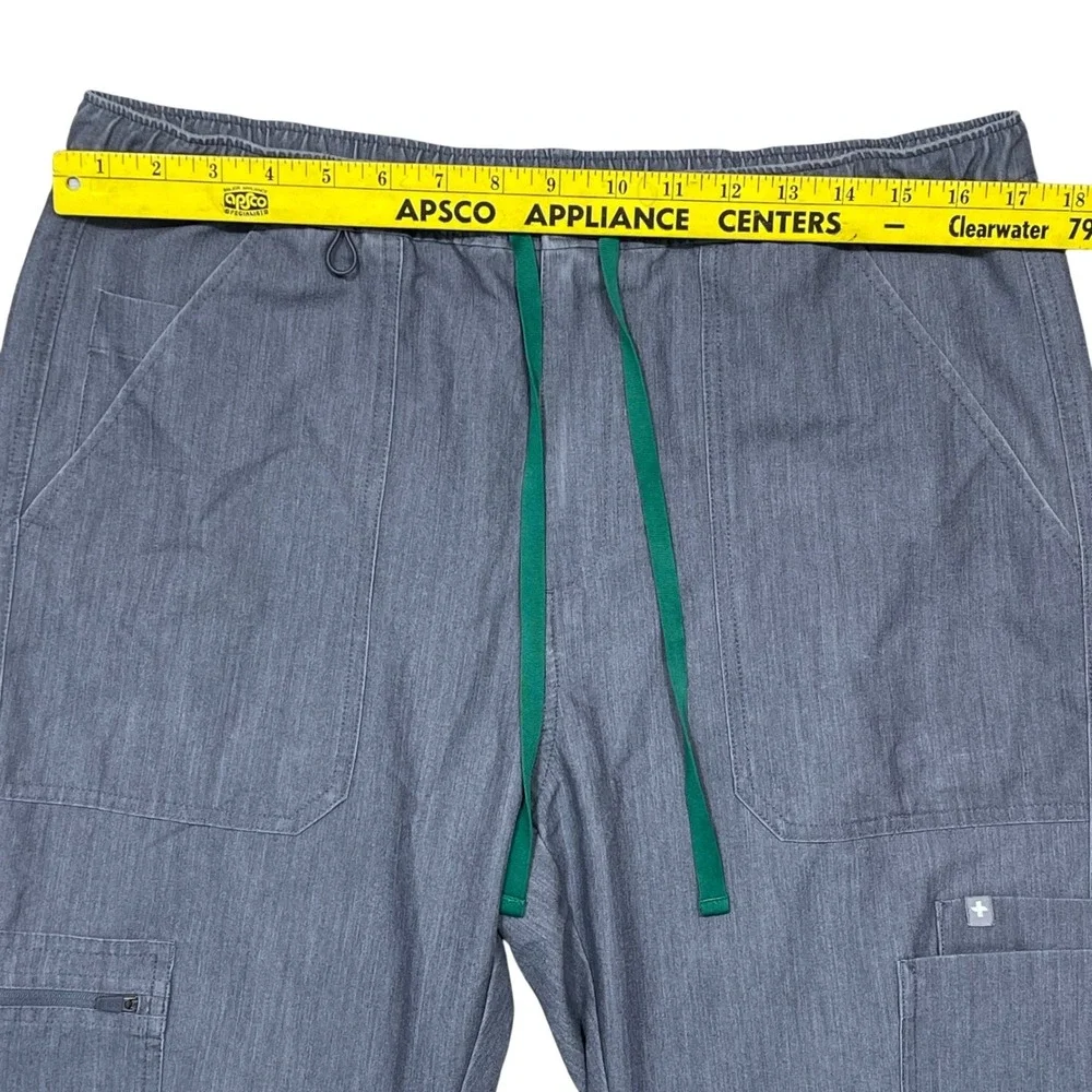 FIGS Mens Technical Collection Scrub Pants Gray Large Cargo TM3001 Drawstring